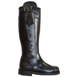 071MBL -Braune Leder Reitstiefel mit dünner Gummisohle